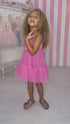 Girls Candy Pink Crystal Bow Tiered Babydoll Birthday Dress 12M-14